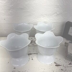Set Of 4‎ Xcell  Fruit/parfait/ Dessert Tulip Cups White Porcelain